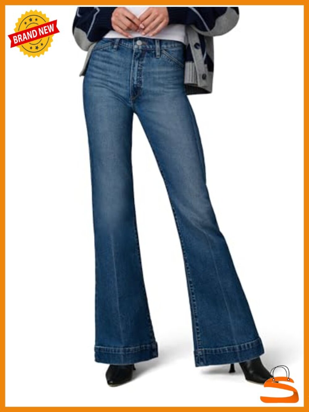 High Rise Flare Jeans with Stretch Denim